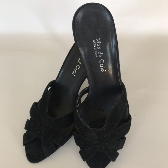 Black suede open toe heels - Picture 3 of 9